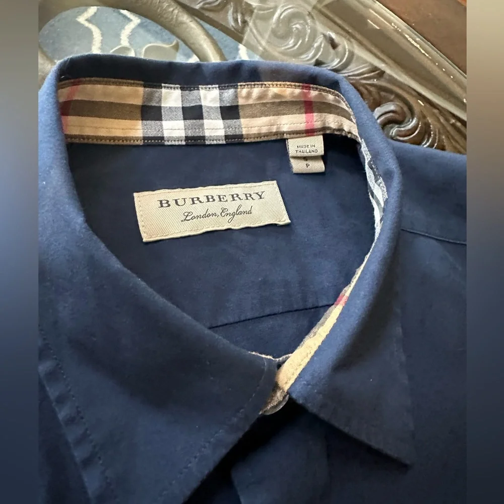 Authentic Men's Sherfield Sport Shirt S Slim Fit Navy Dress Shirt Strech cotton - Picture 5 of 13